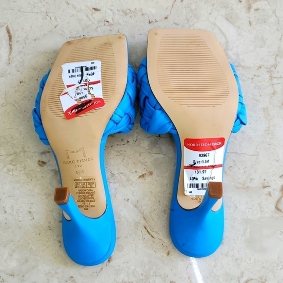 NEW Marc Fisher LTD Draya Slide Sandal Size 5.5 / 6 / 6.5 Bermuda Blue Leather - Picture 10 of 10